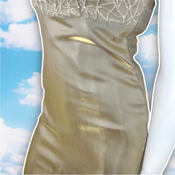 VINTAGE Y2K 90s Handmade Metallic Silky Bow Strap Prom Dress Homecoming 2000s - Picture 7 of 16